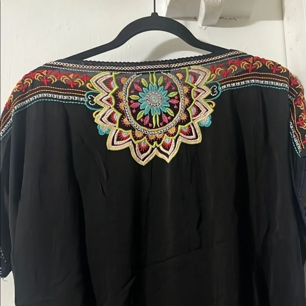 Johnny was Black Dress with Colorful Embroidery